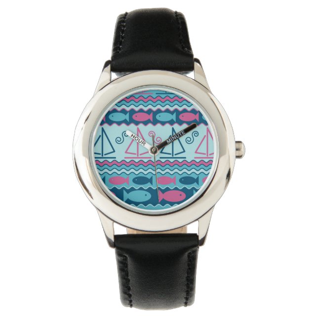 Montre Super Fun Poisson Et Motif De Voilier (devant)