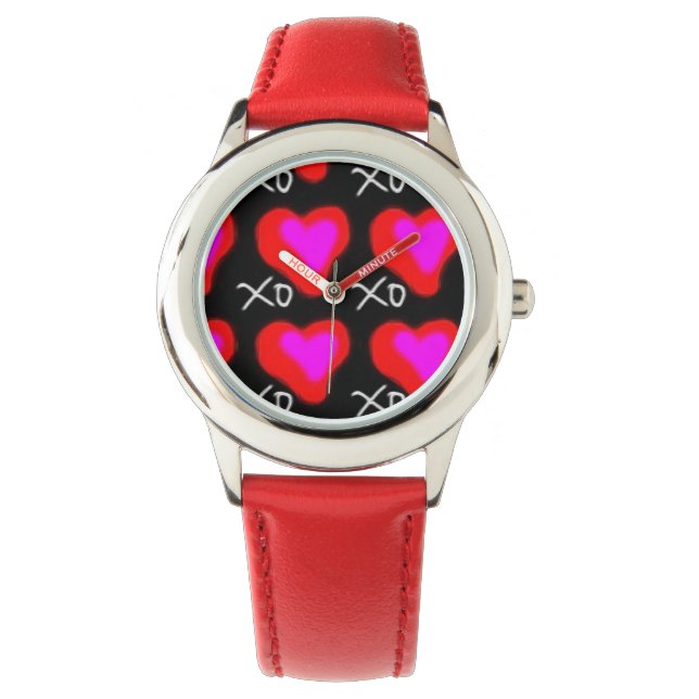 Montre Super mignon Coeurs rouges et roses Ennuis dans Ba (devant)