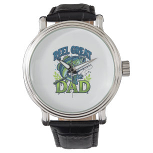 Montre Super Papa Pêche à la Bass Conception Vectorielle