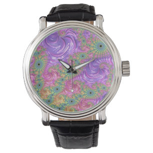 Montre Super Trippy Boho Jewel Tone arc-en-ciel Fractal