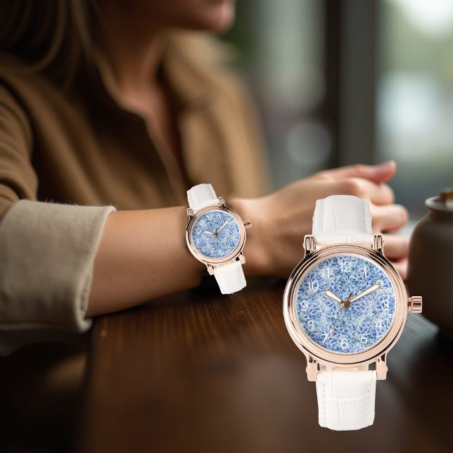 Montre Superbes hydrangées bleues - motif floral (Créateur téléchargé)