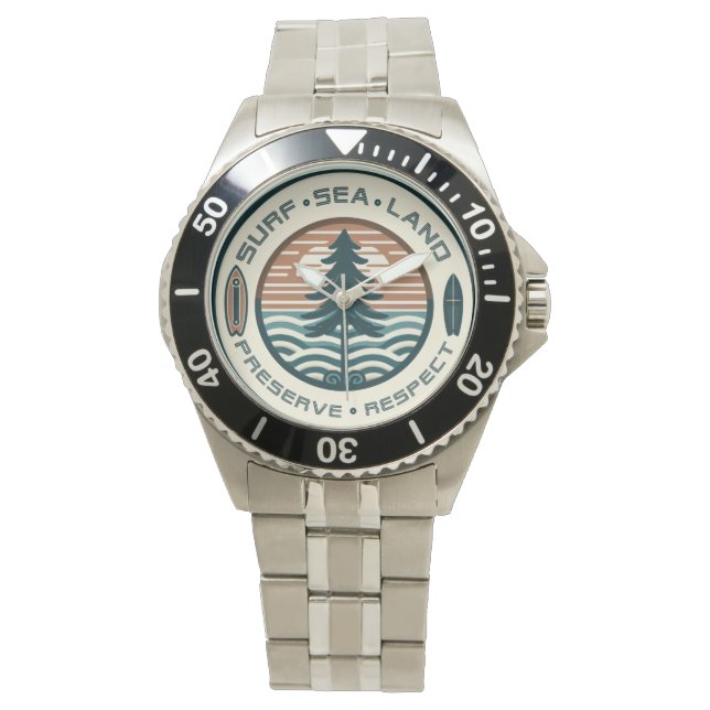 Montre Surf, Mer, Réserve Terrestre & Respect Watch (devant)