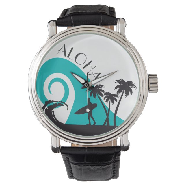 Montre Surf moderne Aloha et palmiers (devant)