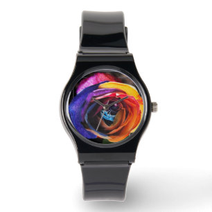 Montre Surfer sur la rose arc-en-ciel  