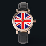 Montre Surveillance du drapeau Union Jack<br><div class="desc">Women's watch with image of the Union Jack Flag in red,  white and blue.</div>