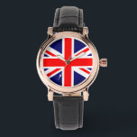 Montre Surveillance du drapeau Union Jack<br><div class="desc">Women's watch with image of the Union Jack Flag in red, white and blue.</div>