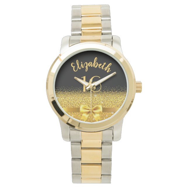 Montre Sweet 16 arc en or noir (devant)