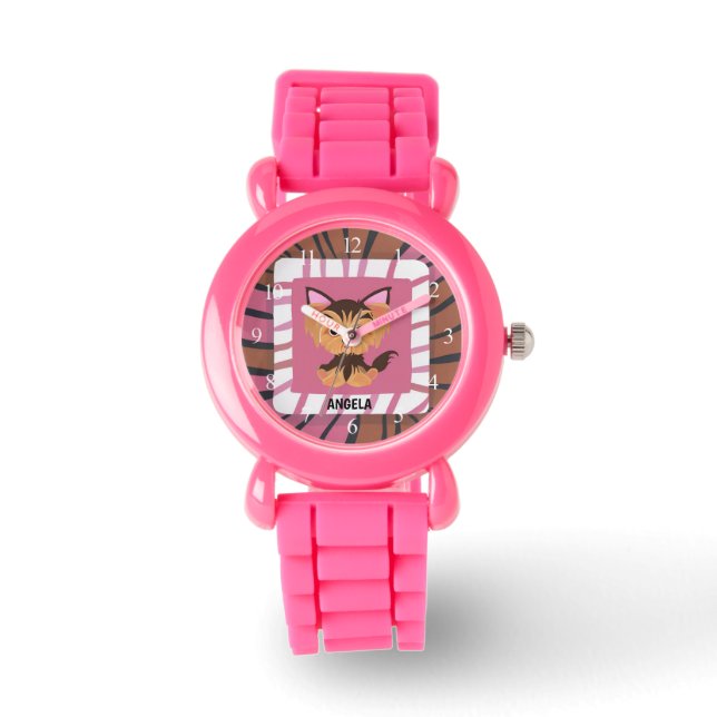 Montre Sweet Baby rose et Yorkie Brown (Recto)