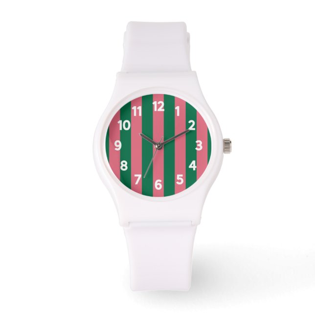 Montre Sweetheart Rose Pickle Vert Rayure (Recto)