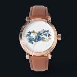 Montre Symbol Infinity of Blue Morpho Butterflies<br><div class="desc">Symbol infinity of gold,  decorated with realistic blue butterflies morpho on a white background. Design with butterflies. Morpho. Design with blue butterflies morpho.</div>