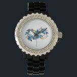 Montre Symbol Infinity of Blue Morpho Butterflies<br><div class="desc">Symbol infinity of gold,  decorated with realistic blue butterflies morpho on a white background. Design with butterflies. Morpho. Design with blue butterflies morpho.</div>