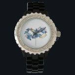 Montre Symbol Infinity of Blue Morpho Butterflies<br><div class="desc">Symbol infinity of gold, decorated with realistic blue butterflies morpho on a white background. Design with butterflies. Morpho. Design with blue butterflies morpho.</div>