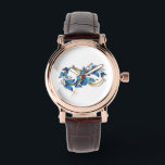 Montre Symbol Infinity of Blue Morpho Butterflies<br><div class="desc">Symbol infinity of gold,  decorated with realistic blue butterflies morpho on a white background. Design with butterflies. Morpho. Design with blue butterflies morpho.</div>