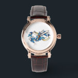 Montre Symbol Infinity of Blue Morpho Butterflies<br><div class="desc">Symbol infinity of gold, decorated with realistic blue butterflies morpho on a white background. Design with butterflies. Morpho. Design with blue butterflies morpho.</div>