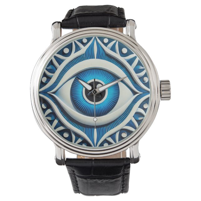 Montre Symbole abstrait de l'œil maléfique bleu (devant)
