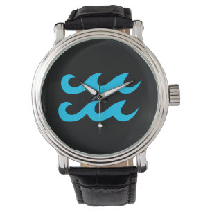 Montre Symbole Aqua Bleu et Noir Aquarius