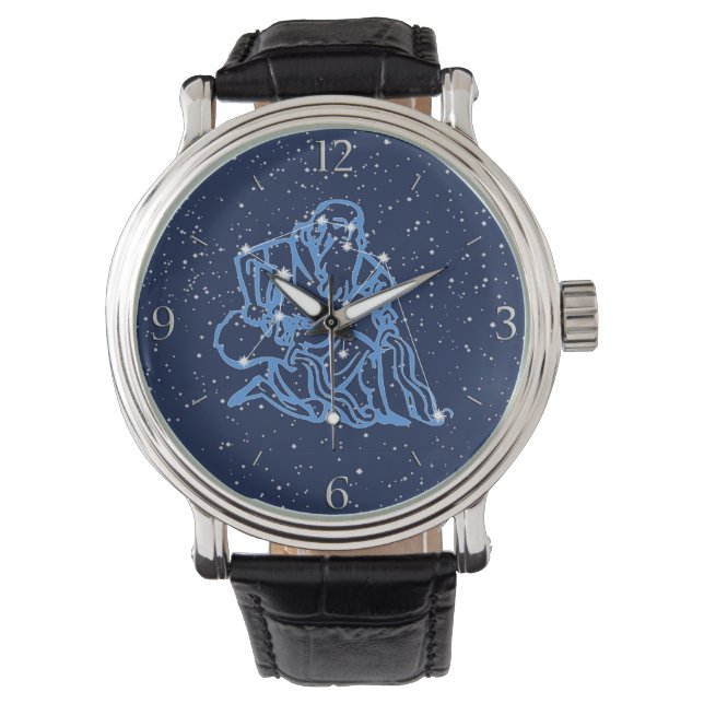 Montre Symbole astrologique Aquarius et Constellation (devant)