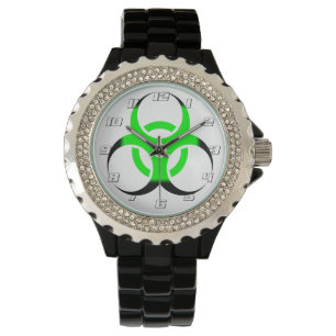 Montre Symbole biologique Biodanger vert et noir