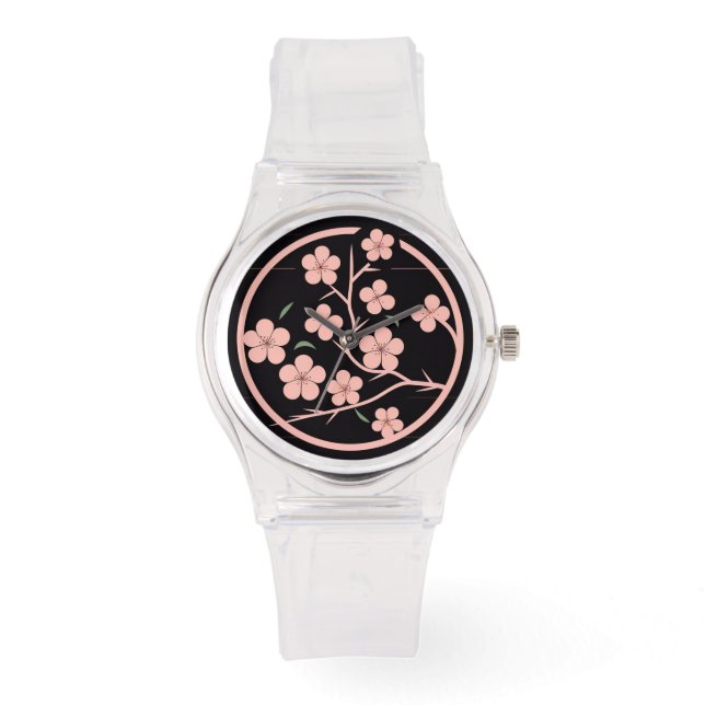 Montre Symbole cerisier, minimalisme, rose (Recto)