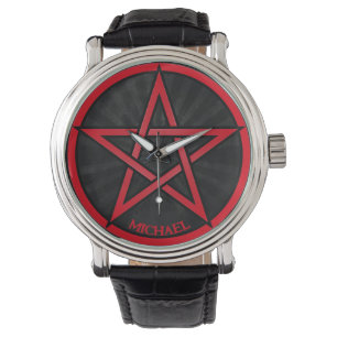 Montre Symbole cool du pentacle de Grunge Personalisé Uni