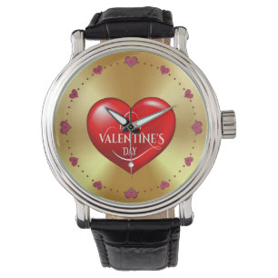 Montre Symbole d'amour rouge 3d en forme de coeur-50420
