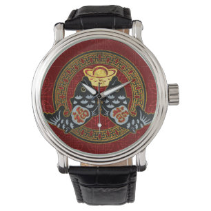 Montre Symbole de bonne chance avec les poissons et la