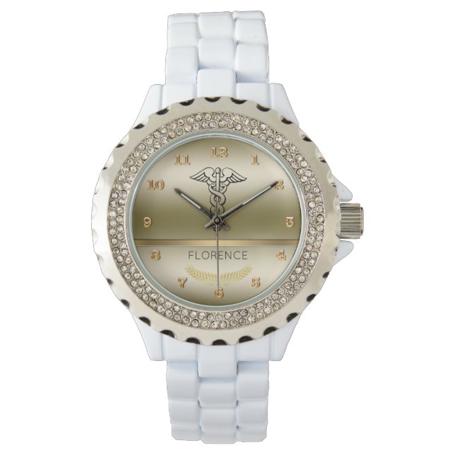 Montre Symbole de Caduceus chic | Infirmières et infirmie (devant)