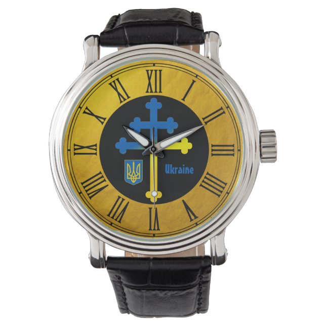 Montre SYMBOLE DE COURSE D'Ukraine & Croix de Lorraine (devant)