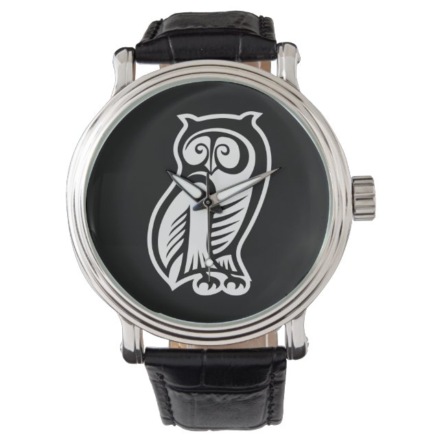 Montre Symbole de hibou blanc (devant)
