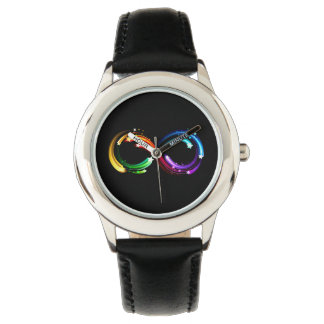 Montre Symbole de l'infini de comètes arc-en-ciel