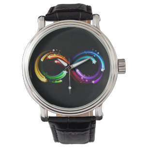 Montre Symbole de l'infini des comètes arc-en-ciel