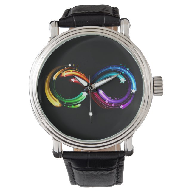 Montre Symbole de l'infini des comètes arc-en-ciel (devant)
