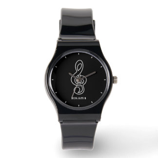 Montre Symbole de musique noire et blanche classique Mono