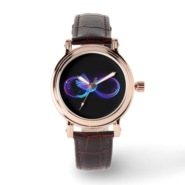 Montre Symbole de Neon Infinity par Glowing Hummingbird (Recto)