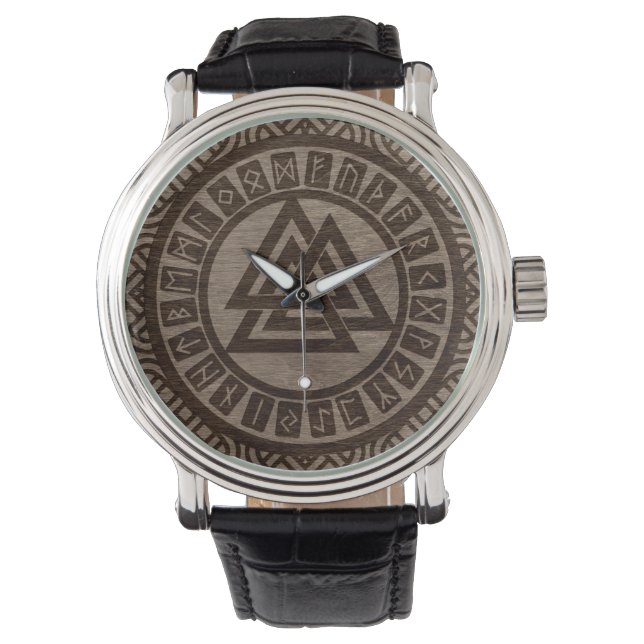 Montre Symbole de noix de caille et runes sur Motif celti (devant)