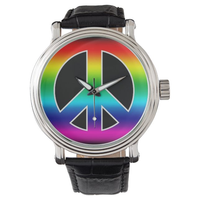 Montre Symbole de paix coloré (devant)