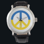 Montre Symbole de paix du drapeau bleu ukrainien<br><div class="desc">Paix pour l'Ukraine 💙 💛</div>