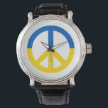 Montre Symbole de paix du drapeau bleu ukrainien<br><div class="desc">Paix pour l'Ukraine 💙 💛</div>