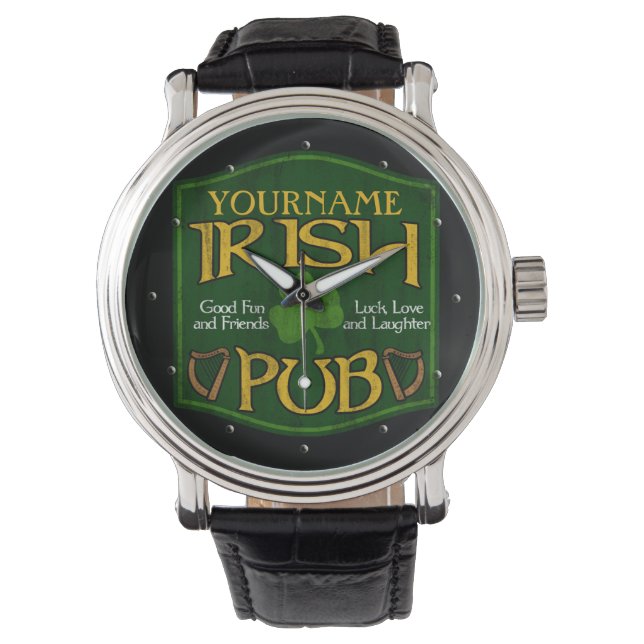 Montre Symbole de pub irlandais personnalisé (devant)