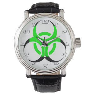 Montre Symbole de risque biologique vert et noir