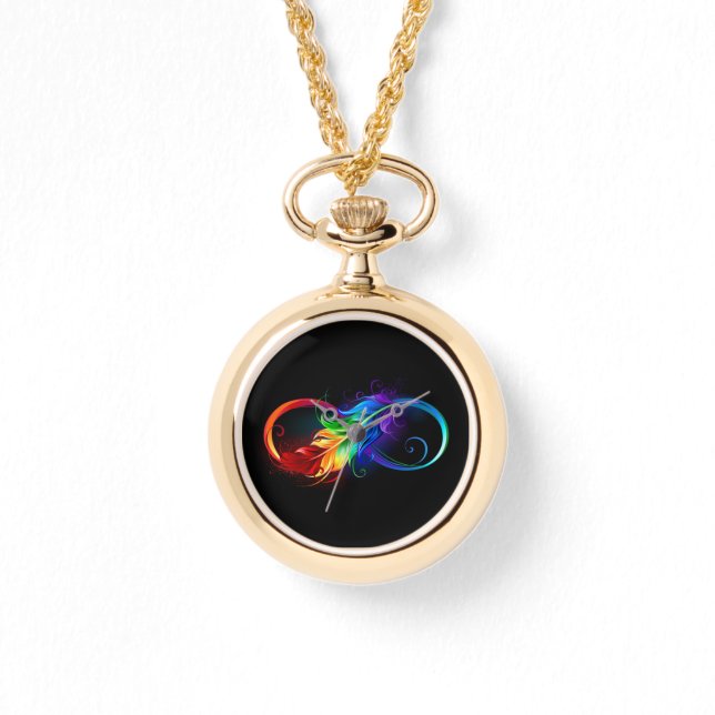 Montre Symbole d'infini avec plume arc-en-ciel (Recto)