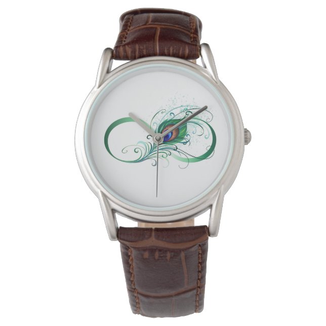 Montre Symbole d'infini avec plume de paon (devant)