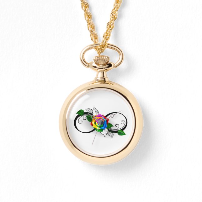 Montre Symbole d'infini avec Rose arc-en-ciel (Recto)