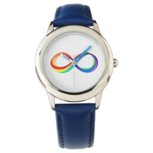 Montre Symbole d'infinité arc-en-ciel stratifié