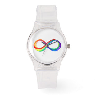 Montre Symbole d'infinité arc-en-ciel stratifié