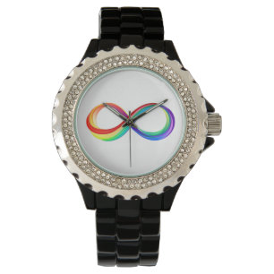 Montre Symbole d'infinité arc-en-ciel stratifié