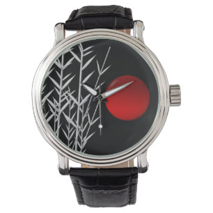 Montre Symbole du soleil rouge du cercle rouge de la Zen 