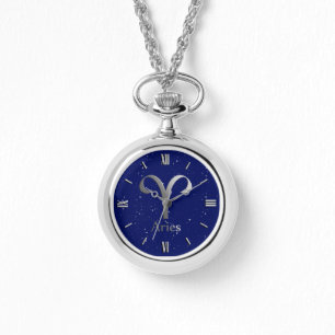 Montre Symbole du zodiaque pour le Bélier sur fond bleu n