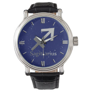 Montre Symbole du zodiaque pour le Sagittaire sur fond bl