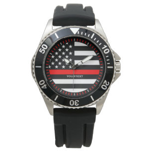 Montre Symbole graphique à traits rouge mince